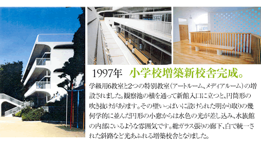 1997年小学校増築新校舎完成。
